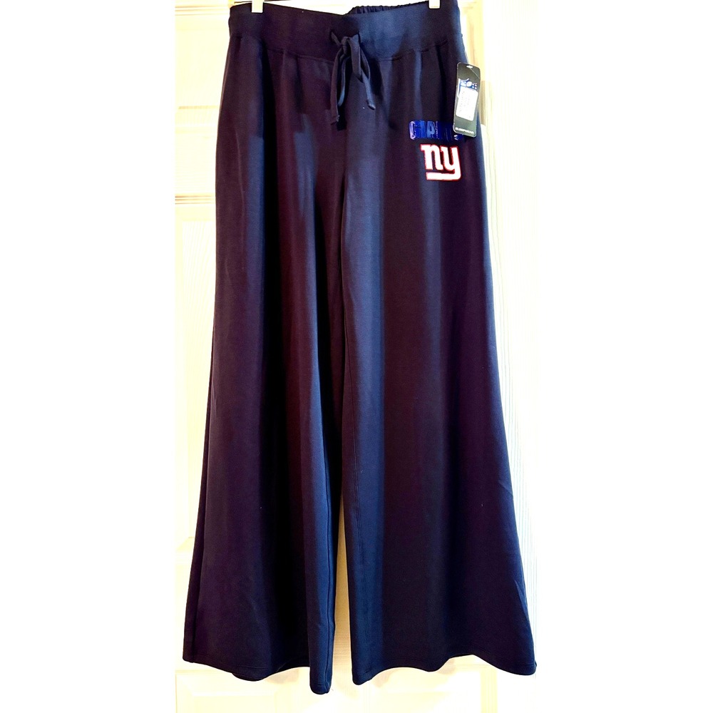 NFL Darby Ladies Large Knit Wide Leg Black NY Giants Lounge Pant